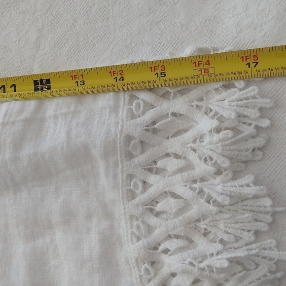 Valentina Naldi white sleeveless Italian linen lace top medium beachy coastal - Picture 5 of 10